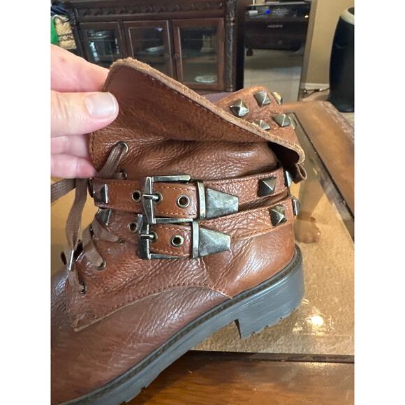 Women’s Zara Brown Leather Combat Boots. Size 39 ( 8.5 ) - Picture 6 of 6